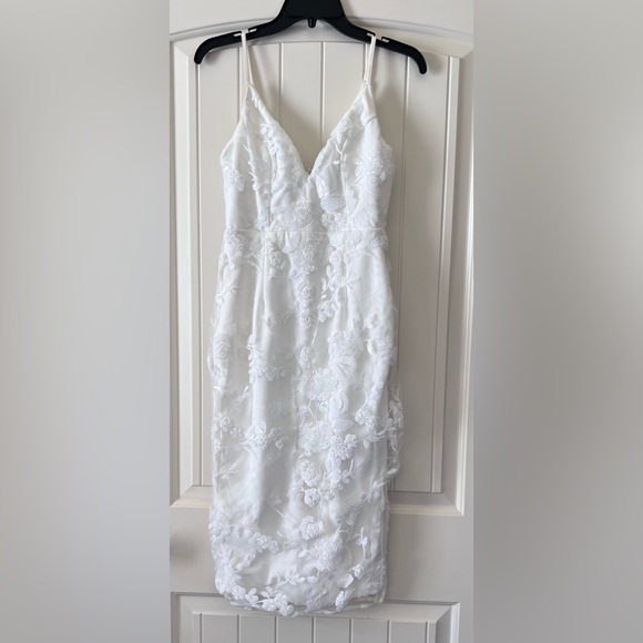 Lulus Size XS Glamorous Spectacle White Sequin Bodice Dress Bachelorette - Picture 3 of 10